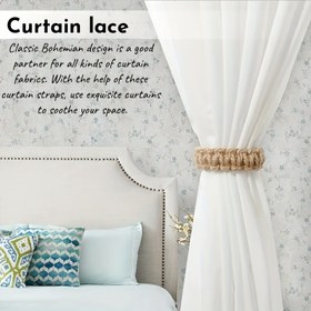Resim 1 adet El Yapımı Dokuma Keten Perde Bağlarla, Rustik Çiftlik Evi Tarzı, Hafif ve Şeffaf, Yatak Odası, Oturma Odası, Ofis ve Ev Dekoru için Kolay Kurulum, Oturma Odası İçin Perdeler 