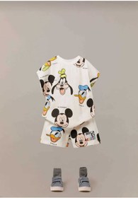 Resim Moonly baby Disney Duck And Mickey Alt Üst Şortlu Takım 