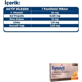 Resim Dynavit Herbal Vitamin C Propolis Beta Glukan Pastil 16 Pastil 