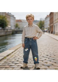 Resim Kaizer Jeans Dondurma & Unicorn Baskılı Kar Yıkama Çocuk Pantolonu Mavi 