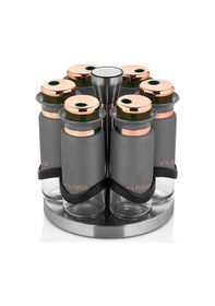 Resim Neva N2747 Grizay Sweet Premium 6Lı Baharat Seti Yuvarlak Dönerli Gri - Bakır 