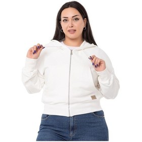 Resim Büyük Beden Kanguru Cepli Kapüşonlu Üç İplik Beyaz Sweatshirt-beyaz Beyaz 
