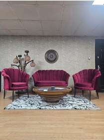 Resim Zafir İstiridye Takım Siyah Boyalı Telli Ayak Çay Seti Koltuk Takımı Bordo 