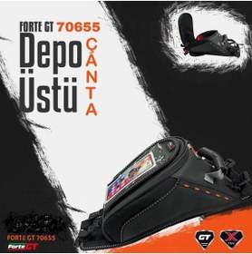 Resim Forte Gt Xbyc 70655 Motosiklet Kavisli PVC Africa twin Depo Üstü Çanta Siyah 