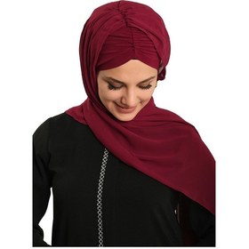 Resim Hürrem Bone Bordo Pratik Hazır Geçmeli Bone Şal Şifon Drapeli 2507 16 bordo 