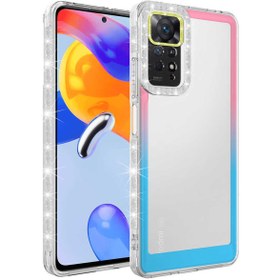 Resim Fibaks Redmi Note 12 Pro Kılıf Simli Renkli Parlak Kamera Lens Korumalı Transparan Kapak 