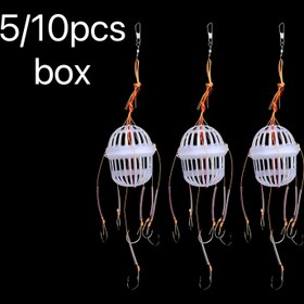 Resim 5/10 adet Karp Balıkçılığı Çengel Seti, Patlama Çengel Kafes Rig, Karbon Çelik Balıkçı Çengelleri ile Tatlısu Oltaçılığı için Besleyici Sepet - Profesyonel Oltaçılık Ekipmanı 