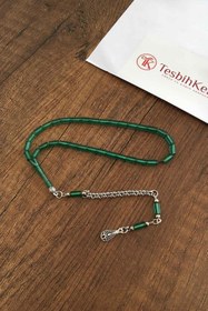 Resim TESBİHKENTİ Koyu Su Yeşil Minik Boy Kesme Taneli Uçak Camı Tesbih 