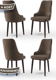 Resim Canisa Trex Serisi 1.sınıf Babyface Kumaş Kahve Metal Ayak 4 Adet Cappucino Sandalye 