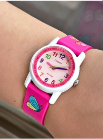 Resim Cockpit Fuşya Pembe Renk Kelebek Desen Kız Çocuk Kol Saati 