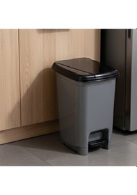 Resim Porsima 086 Pedallı Metalize Banyo Mutfak Çöp Kovası Siyah Kapaklı Slim Pedallı Çöp Kovası 8 Litre Siyah 