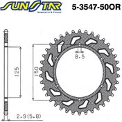 Resim 2012-2016 Ktm 125 Exc Uyumlu Arka Dişli Sunstar 5-3547-50Or (522575699) 