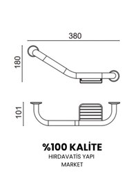 Resim Çelik Banyo Paslanmaz Pirinç Bella Süngerlikli İkili Küvet Tutamağı 30cm Gri 