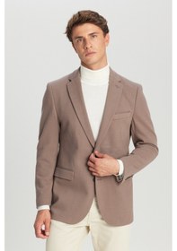 Resim Altınyıldız Classıcs Erkek Vızon Pamuklu Slim Fit Dar Kesim Mono Yaka Kapak Cepli Esnek Blazer Ceket Vizon 