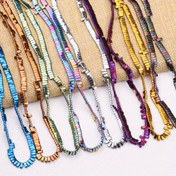 Resim 145 Adet 2x5mm Düz Dikdörtgen Boncuklar - Iridescent Kaplama, Çift Delikli Ara Boncuklar DIY Takı Yapımı, Bileklik, Kolye, Küpe için - Çok Renkli Metalik El Sanatları Malzemeleri, Dekoratif Süslemeler, Benzersiz Tasarım, Demir Maden Boncukları 