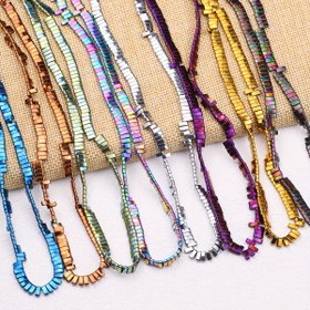 Resim 145 Adet 2x5mm Düz Dikdörtgen Boncuklar - Iridescent Kaplama, Çift Delikli Ara Boncuklar DIY Takı Yapımı, Bileklik, Kolye, Küpe için - Çok Renkli Metalik El Sanatları Malzemeleri, Dekoratif Süslemeler, Benzersiz Tasarım, Demir Maden Boncukları 