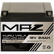 Resim Maz Akü 12 Volt 24 Amper (Ah) Kuru AGM VRLA Güç Kaynağı UPS Akü 