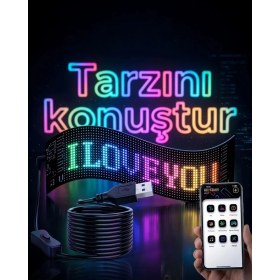 Resim Zero Land Hnrlishp 16X96 LED Yazı Paneli 60 cm Esnek Rgb Işıklı Gramlanabilir Ekran 