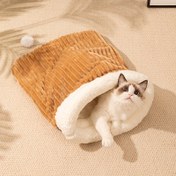 Resim Rahat Peluş Kedi Yatağı - Kış Sıcaklığı Yumuşak Evcil Hayvan Uyku Tulumu, Klasik Tarzda Montaj Gerektirmeyen Kedi Evi ile Konfor Matı, Kedi Yatağı, Evcil Hayvan Uyku Tulumu, Kedi Evi 