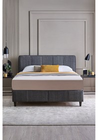 Resim Wool Sense Baza - Başlık Set - Koyu Gri 90x190 