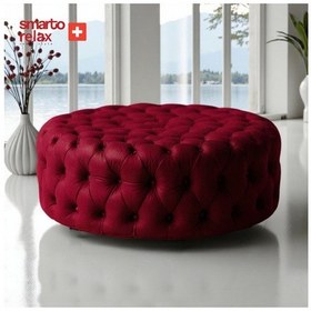 Resim Smarto Relax Puf Evolene Ayaksız Kapitoneli Dekoratif 100x45 Cm Kırmızı Kırmızı 
