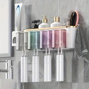 Resim Duvara Monte Diş Fırçası Tutucu ve Gargara Bardağı - Diş Macunu & Fırçalar için Yer Tasarruflu Banyo Düzenleyici, Dayanıklı Plastik 