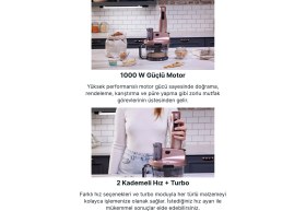 Resim 2 Kademeli Çok Amaçlı Mutfak Robotu 1,5 L Hazne, Buz Kırma, Turbo, 1000W Güç Siyah 