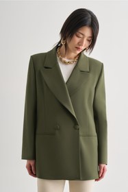 Resim Mizalle Oversize Çift Yırtmaçlı Haki Blazer Ceket 