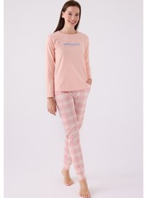Resim Pierre Cardin 8917 Uzun Kol Kadın Pijama Takımı Somon 