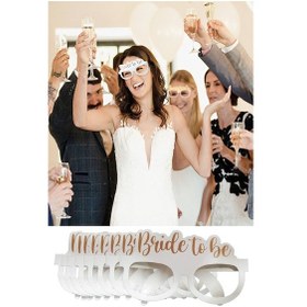 Resim 8 Adet Bride To Be Konsepti Gözlük Beyaz Rose Gold "bride To Be" Bekarlığa Veda Nedime Partisi 