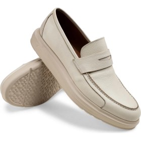 Resim Deery Deri Bej Renkli Erkek Loafer Slip-on Bağlama ile Günlük ve Rahat Kullanım Sunuyor 