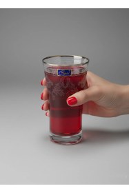 Resim Ottoman Gümüş Kaplama Paşabahçe Azur Lux Meşrubat & Su Bardağı 300 Cc Premium Sunum Şeffaf 