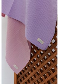 Resim Pamuk 4 Katlı Müslin Örtü Seti 2'li Pudra Pembe ve Lavanta Pudra Lavanta 