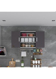 Resim Kenzlife hazır mutfak honnor32 gri 060*120*32 mutfak banyo dolabı kapaklı raflı 