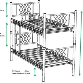 Resim Teknor Metis 90X190 ve 90X200 Yatak Ölçülü Genç Çocuk Odası Metal Ranza 