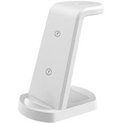 Resim Wezone Dikey Telefon Tutucu 15w 3'ü 1 Arada Kablosuz Şarj Cihazı Beyaz Saati, Kulaklığı Ve Akıllı Telefonu Şarj Edin 