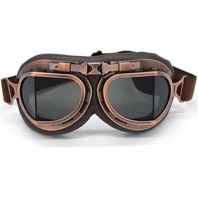 Resim Steampunk Vintage Stil Havacı Motosiklet Gözlükleri - Bakır Duman 