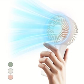 Resim Ultra-Kompakt Pille Çalışan Mini Taşınabilir Ventilatör - Hafif El Tipi Tasarım, Sessiz İşlem, Beyaz Yeşil Vurgularla - Ofis, Dış Mekan, Seyahat ve Kamp için Mükemmel - Her Yerde Serin Kalın! (AAA Pil Dahil Değildir) 