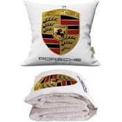 Resim Porsche Baskılı Tv Battaniyeli Opsiyonel Dekoratif Araç İçi Yastık Çok Renkli 