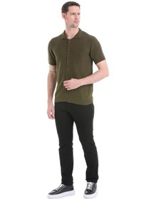 Resim Hatemoğlu Regular Fit Düz Düğmeli Kısa Kollu Triko Hırka 34162024c001 022 - Haki 