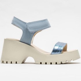 Resim Elle Shoes Mavi Deri Kadın Dolgu Topuklu Sandalet 