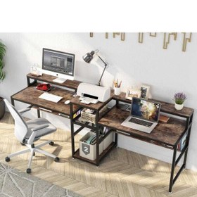 Resim Zizuva Tasarım 240x60x75 CM 2 Kişilik Ceviz Çalışma Masası 