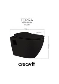 Resim Creavit Terra Asma Klozet Tp325.sm Mat Siyah + Duck Yavaş Kapanan Kapak Mat Siyah 2'li Set Siyah 