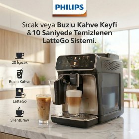 Resim Philips Tek Tuşla 20 Çeşit Kahve Hazırlayan Akıllı Espresso Makinesi Lattego 