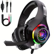Resim PC PS4, PS5 Oyun Kulaklıkları için Uygun, Gürültü Önleyici Mikrofonlu, RGB Aydınlatmalı, Bas Çevresi, Yumuşak Hafıza Köpük Kulaklık Kapları Xbox Series X/S, NS 