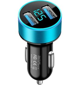 Resim Led Ekranlı Çift Usb Araç Şarj Cihazı Taşınabilir Araç 