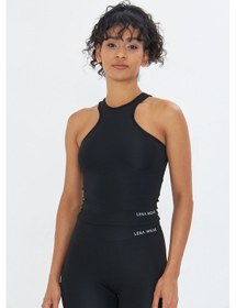 Resim Lesa Wear Çapraz Detaylı Basic Spor Crop Atlet Siyah 