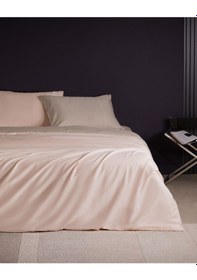 Resim Madame Coco Danton Çift Kişilik Saten %100 Pamuk Biyeli Düz Boya Nevresim Takımı - Pudra/Taş Taş 