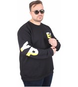 Resim Starbattal Büyük Beden Bisiklet Yaka Sweat Double Face Pike Eo 25703 Sıyah Siyah 