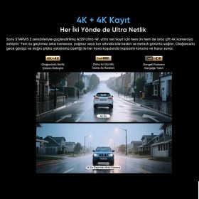 Resim Viofo A229 Ultra 2 Kameralı Ön Ve Arka Dış Su Geçirmez 4k+4k Sony Starvis 2 Sensörlü Dual Hdr Wi-fi 6 Gps'li Araç Kamerası 